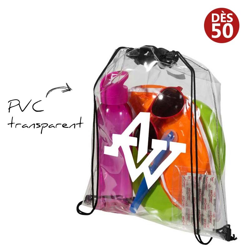 Sac à dos transparent à cordon personnalisé - Sac à dos publicitaire