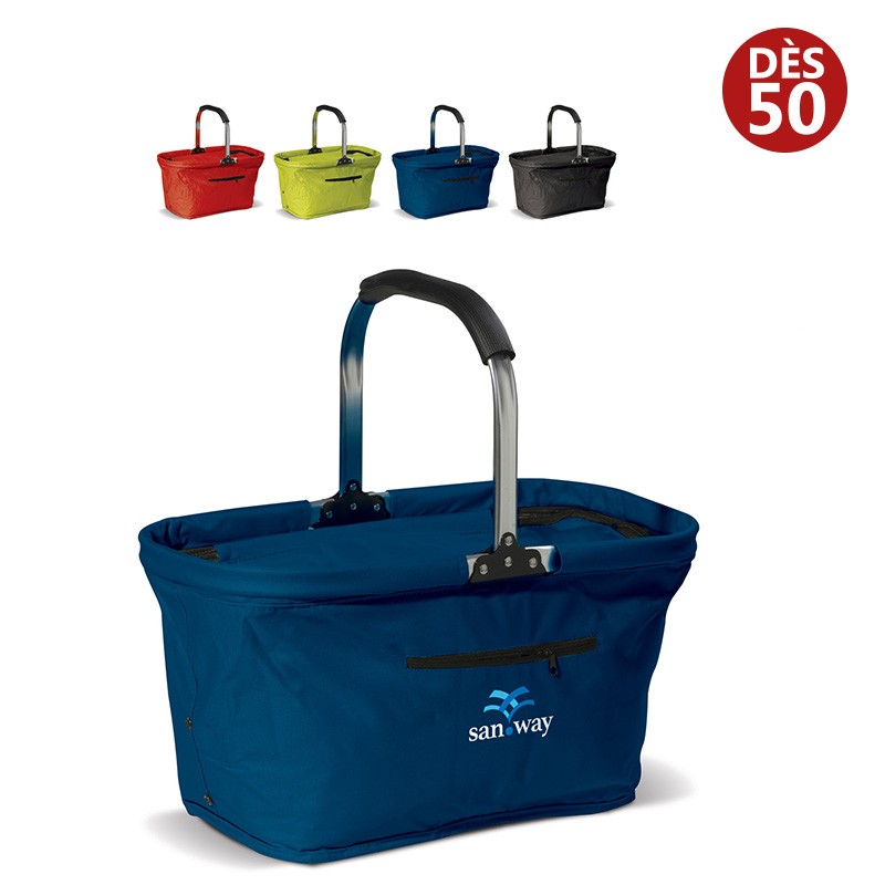 Sac panier isotherme pliable personnalisé avec votre logo. Polyester.