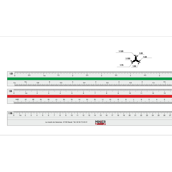 Règle kutch personnalisée en aluminium avec échelles au choix - Fabrication Europe