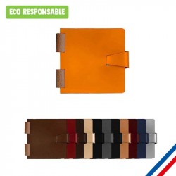 Carnet 15x15cm reliure bois - Cuir recycl