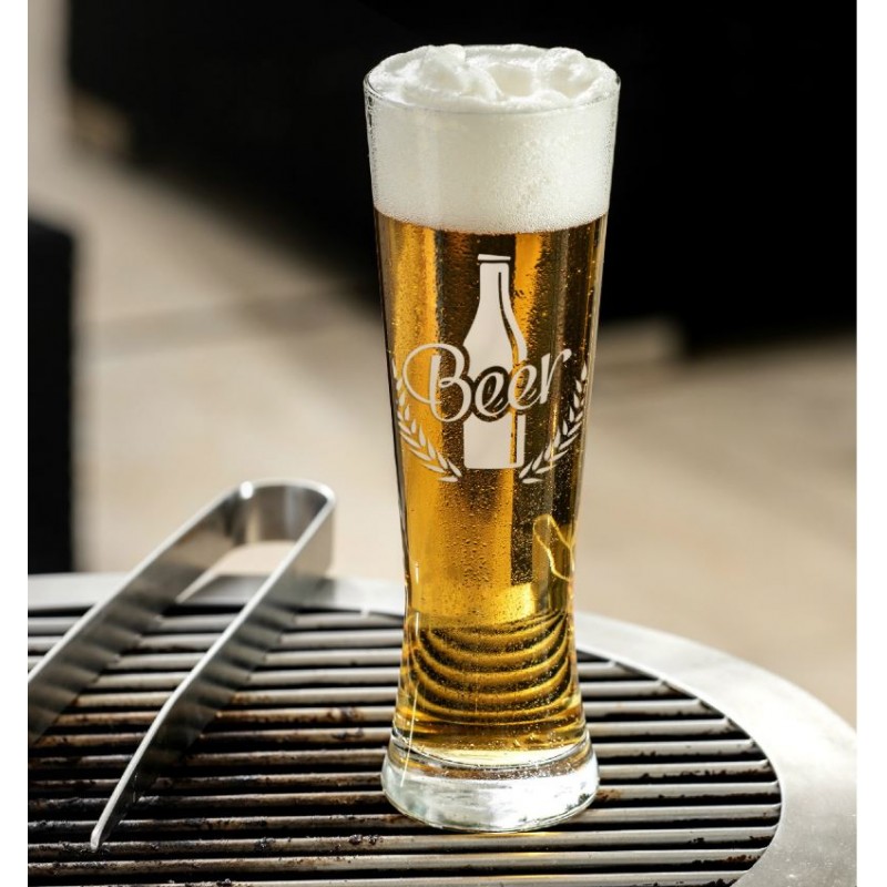 Verre à bière personnalisable avec logo. Flûte à bière personnalisée.