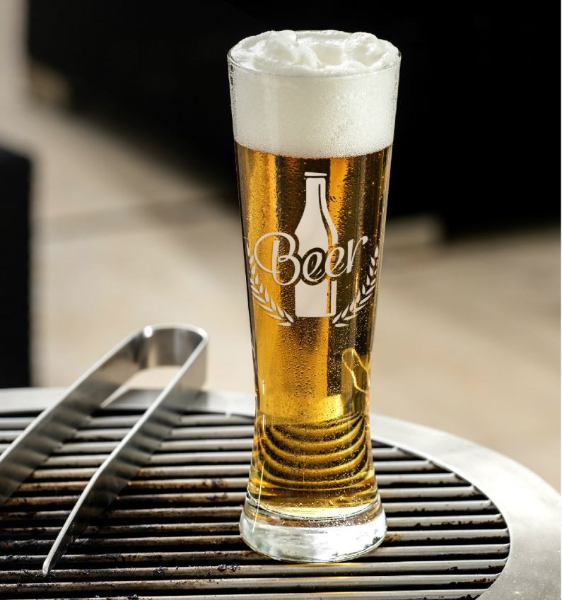 Verre à bière personnalisable avec logo. Flûte à bière personnalisée.