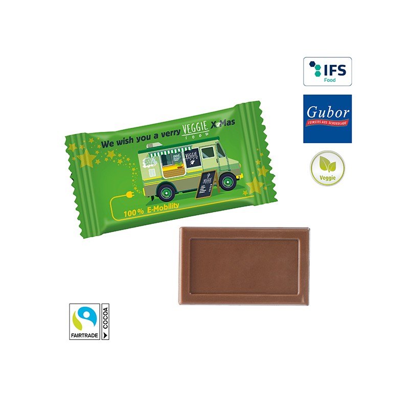 Chocolat publicitaire rectangulaire dans un sachet individuel