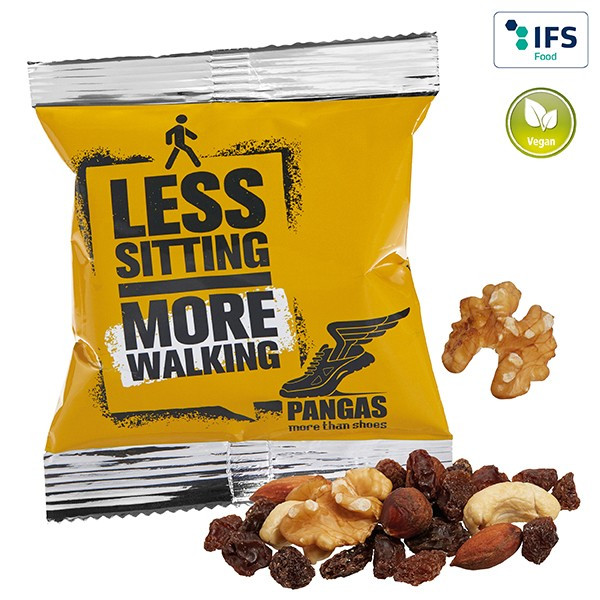 Mélange de fruits secs dans sachet personnalisé publicitaire
