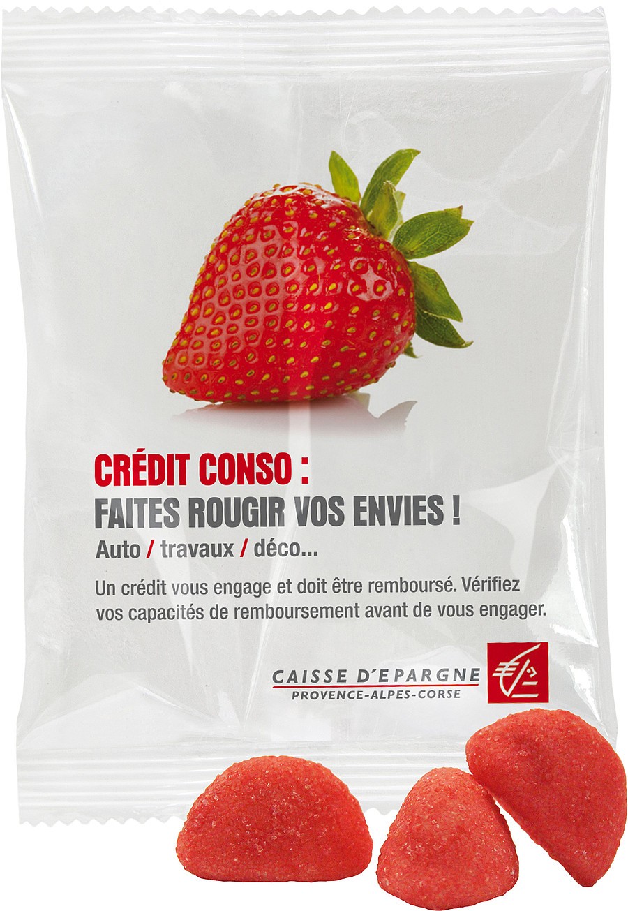 Sachets de fraises TAGADA de HARIBO personnalisées avec votre logo