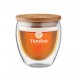 Verre double paroi personnalisé 250ml avec couvercle en bambou sur Cadeauweb