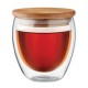 Verre double paroi personnalisé 250ml avec couvercle en bambou sur Cadeauweb