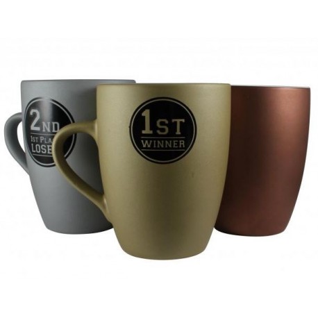 Mug publicitaire céramique look metal or argent bronze mat "GLORY"