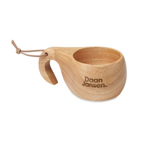 Tasse à café en bois personnalisée "LAPONIE"  style KUKSA publicitaire en chêne