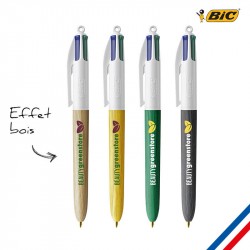 Stylo BIC 4 Couleurs personnalisé "Bois"