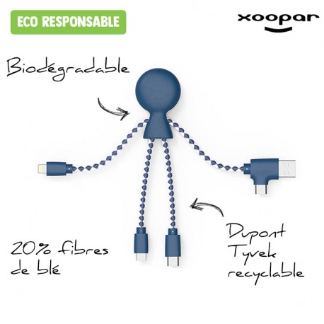 Câble de charge personnalisé biodégradable XOOPAR "Mr BIO"