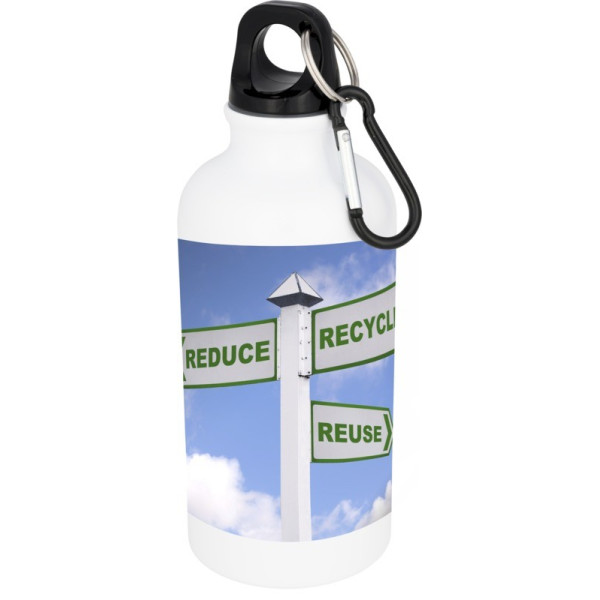 Bidon aluminium personnalisé 400ml avec mousqueton "OREGON"