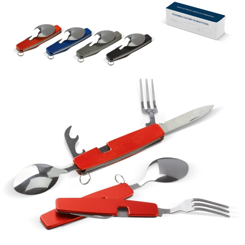Kit couverts pliants Elementerre Coovy - Cuillère, fourchette, couteau et  décapsuleur.