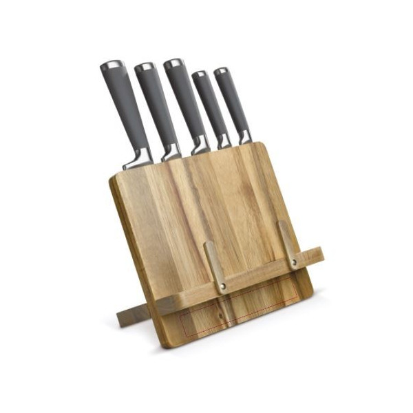 Service à couteaux personnalisé avec support de livre de cuisine tablette