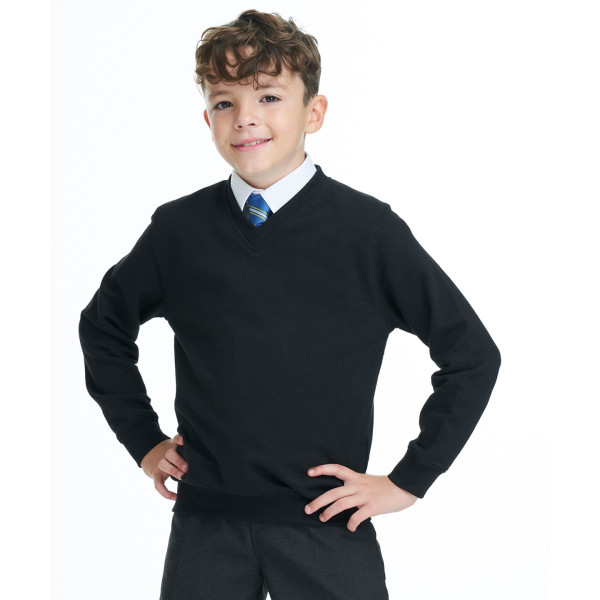 Sweat-shirt enfant personnalisé col V pour uniforme scolaire de primaire