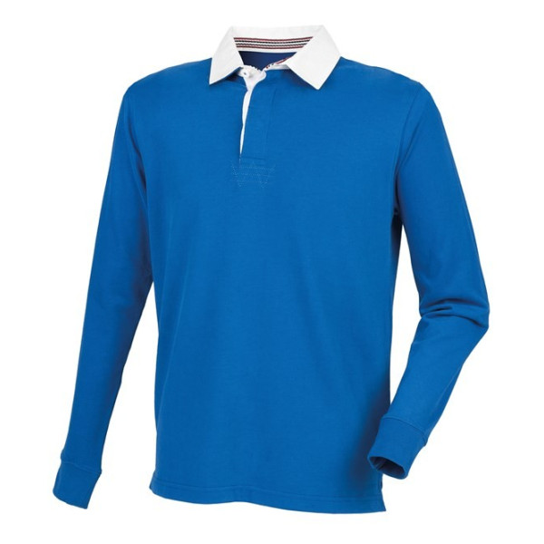 Polo rugby manches longues personnalisé col blanc rayé qualité premium