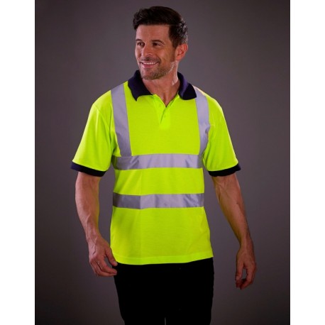 Polo jaune fluo haute-visibilité personnalisable