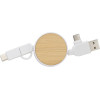 Câble de charge extensible en bambou personnalis "ECOFLEX" Cadeauweb