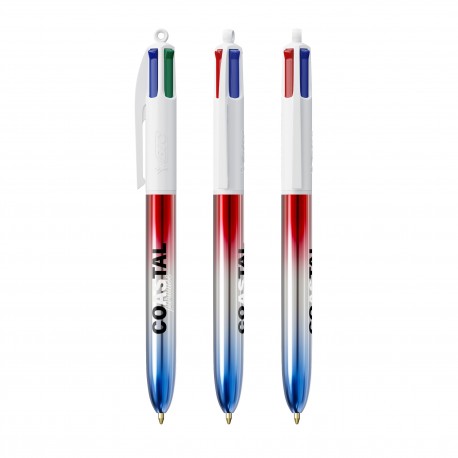 Stylo 4 couleurs BIC personnalisé - Modèle couleurs drapeau France bleu-blanc-rouge