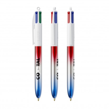 Stylo 4 couleurs BIC personnalisé - Modèle couleurs drapeau France bleu-blanc-rouge