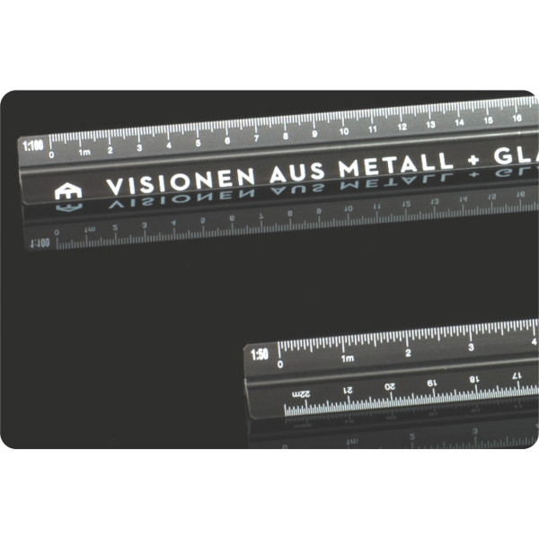 Règle kutch en alu noir personnalisé avec impression des échelles au choix - Fabrication Europe