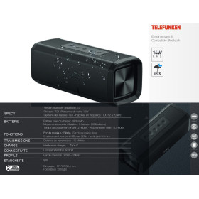 Enceinte TELEFUNKEN 14W avec 2 haut-parleurs, port carte SD et prise jack