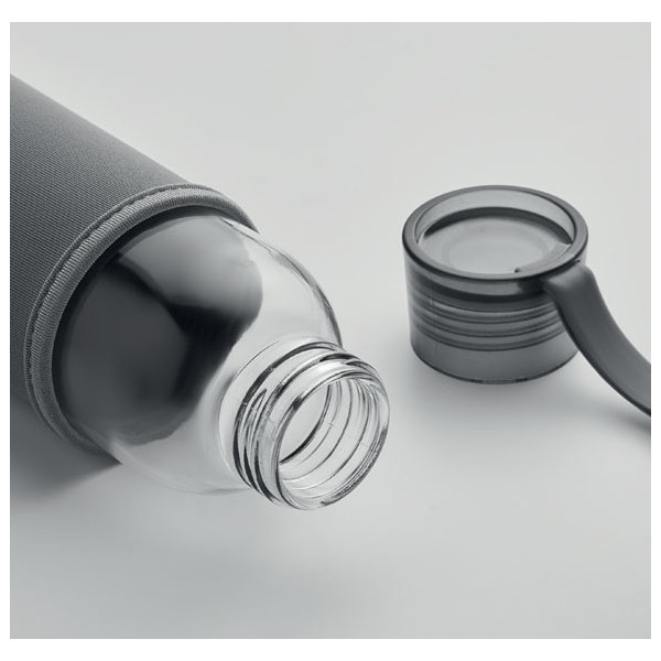 Bouteille en verre recyclé 500 ml personnalisable "FIKA" avec pochette néoprène