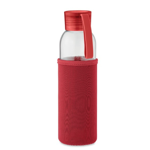 Bouteille en verre recyclé 500 ml personnalisable "FIKA" avec pochette néoprène