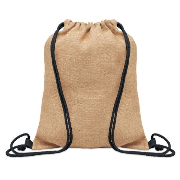 Sac à dos personnalisé "LUONTA" en jute avec cordons blancs ou noirs