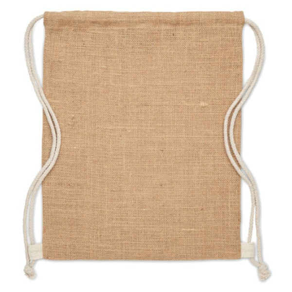 Sac à dos personnalisé "LUONTA" en jute avec cordons blancs ou noirs