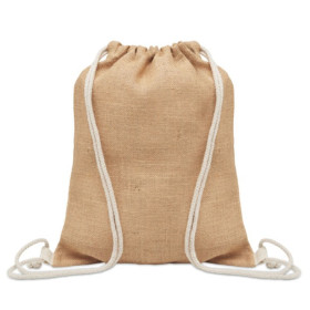 Sac à dos personnalisé "LUONTA" en jute avec cordons blancs ou noirs