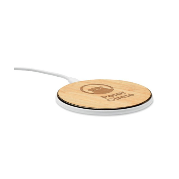 Chargeur sans fil 10W personnalisé avec dessus en bambou