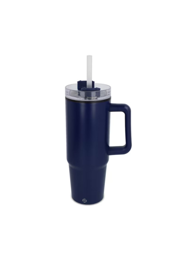 Tasse Isotherme En Acier Inoxydable Double Paroi Avec Poignée Et Couvercle - Neuf