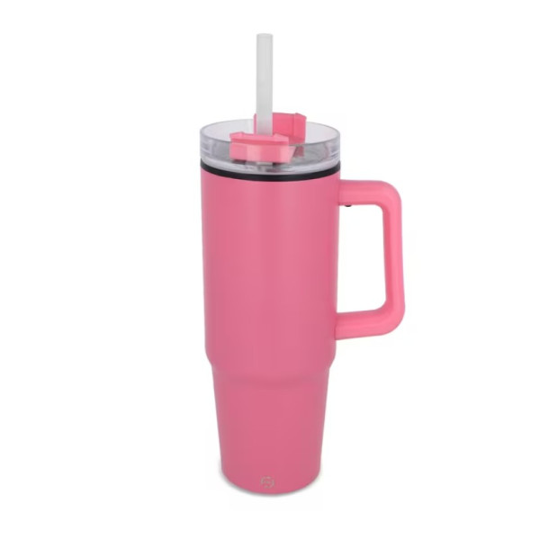 Tasse isotherme personnalisée avec poignée et paille 800 ml