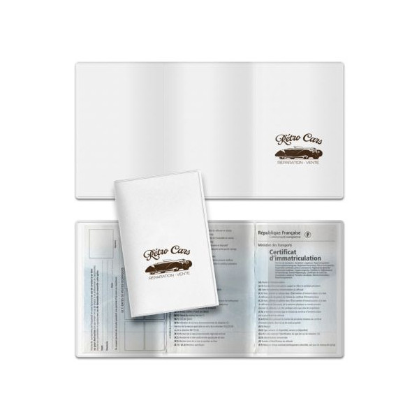 Porte carte grise 3 volets personnalisable