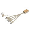 Cable USB 4 en 1 personnalisable en fibre de blé et bambou