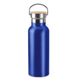 Bouteille isotherme en inox 500 ml avec bouchon en bambou et poignée
