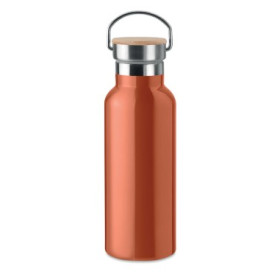 Bouteille isotherme en inox 500 ml avec bouchon en bambou et poignée