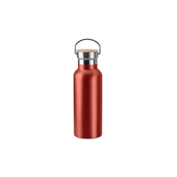 Bouteille isotherme en inox 500 ml avec bouchon en bambou et poignée