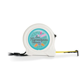 Mètre ruban personnalisable 3m, clip ceinture, dragonne et bouton de blocage "METY"