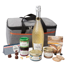 Panier gourmand sac isotherme "PLAISIR" pour foie gras, rillettes, truffes, pétillant