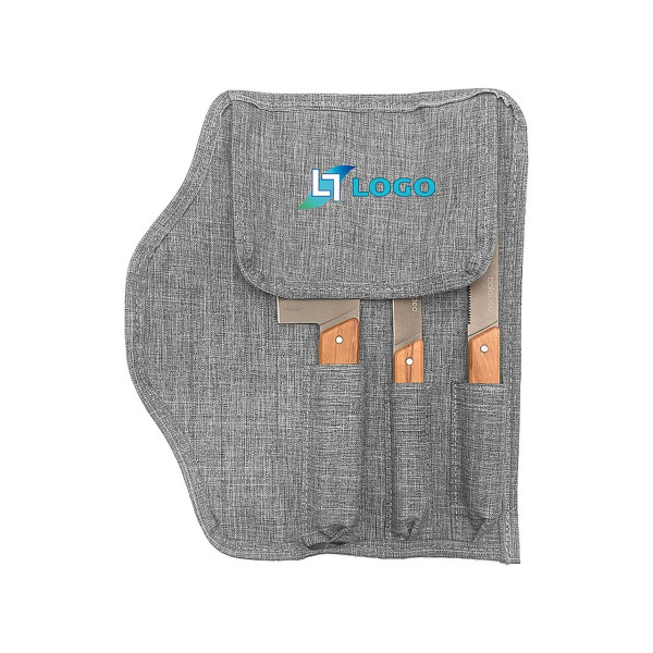 Ensemble de 3 couteaux en inox finition titane et bois d'olivier personnalisable