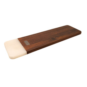 Planche en acacia massif & marbre blanc de grande dimension 50cm