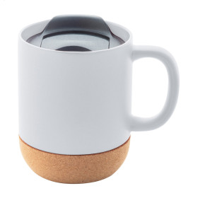 Mug mat 325ml avec base liège et couvercle MILO BLANC