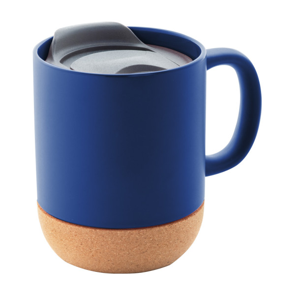 Mug mat 325ml avec base liège et couvercle MILO bleu clair