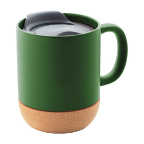 Mug mat 325ml avec base liège et couvercle MILO personnalisé vert