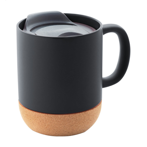 Mug mat 325ml avec base liège et couvercle MILO publicitaire gris foncé