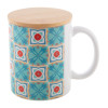 Mug en céramique 300 ml KORBA personnalisé avec couvercle bambou