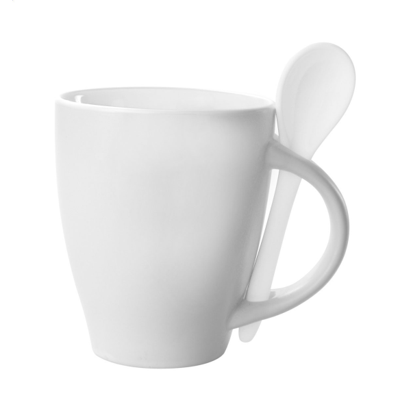 Tasse personnalisée avec cuillère LUSIK blanche