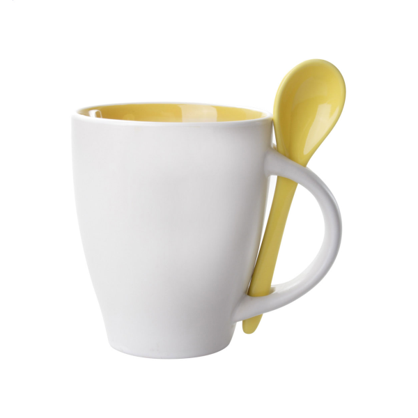 Tasse personnalisée avec cuillère LUSIK jaune
